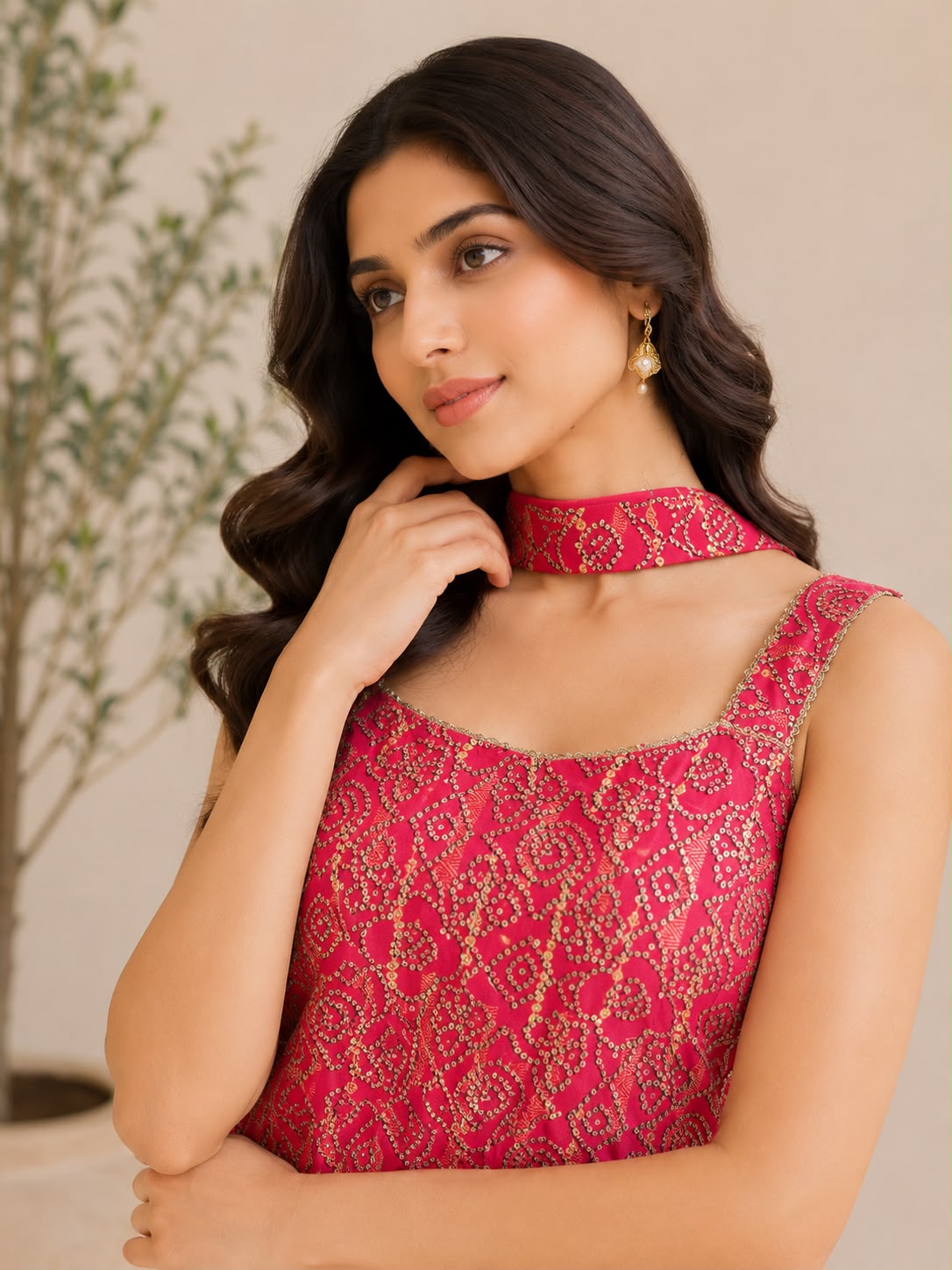 Pink Embroidered Cotton Blend Kurta Set with Yellow Salwar — Kurta Sets — view 3 | Lehar Clothing UAE