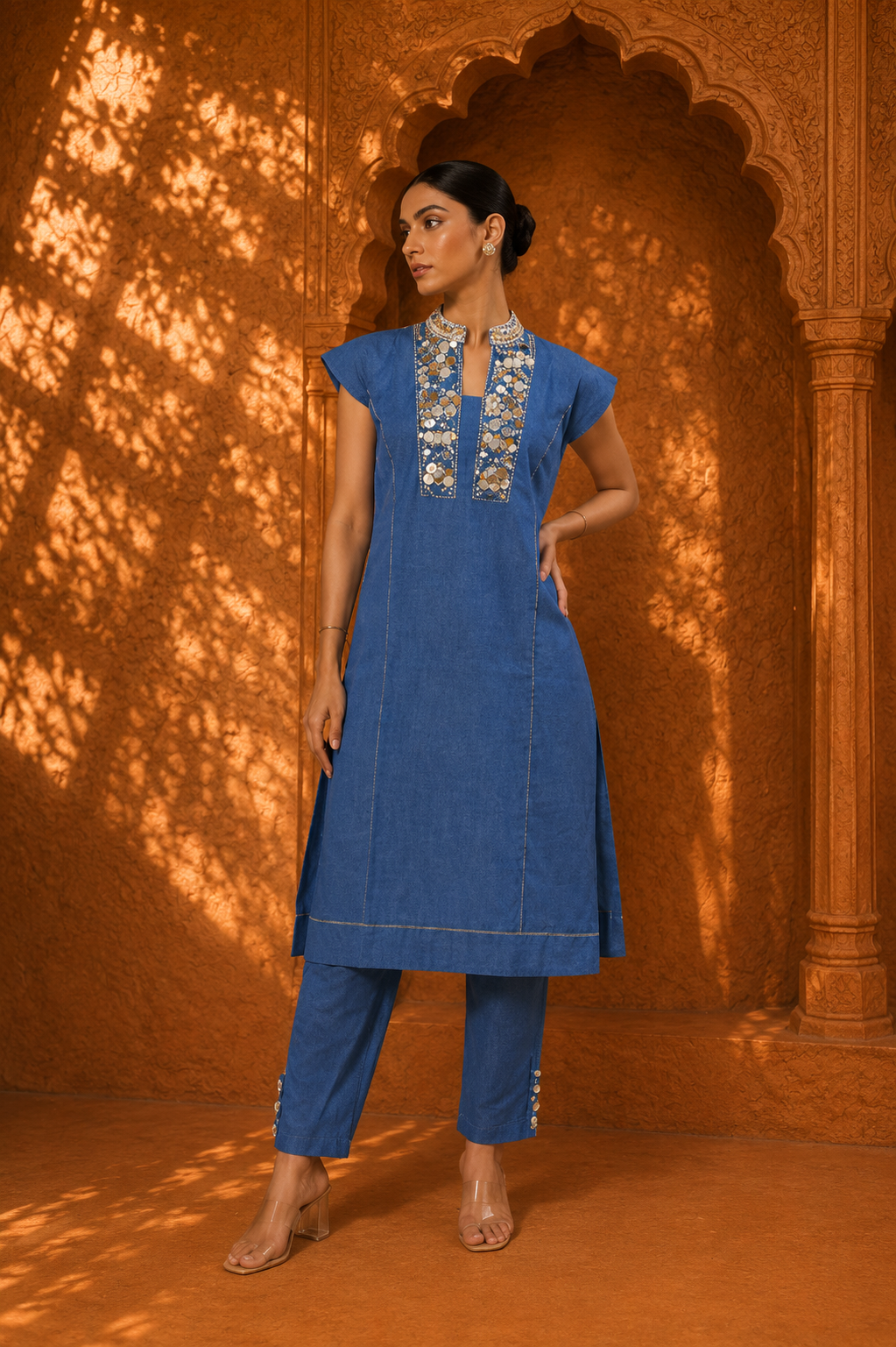 Blue Oasis Embellished Kurta Set — Kurta Sets | Lehar Clothing UAE